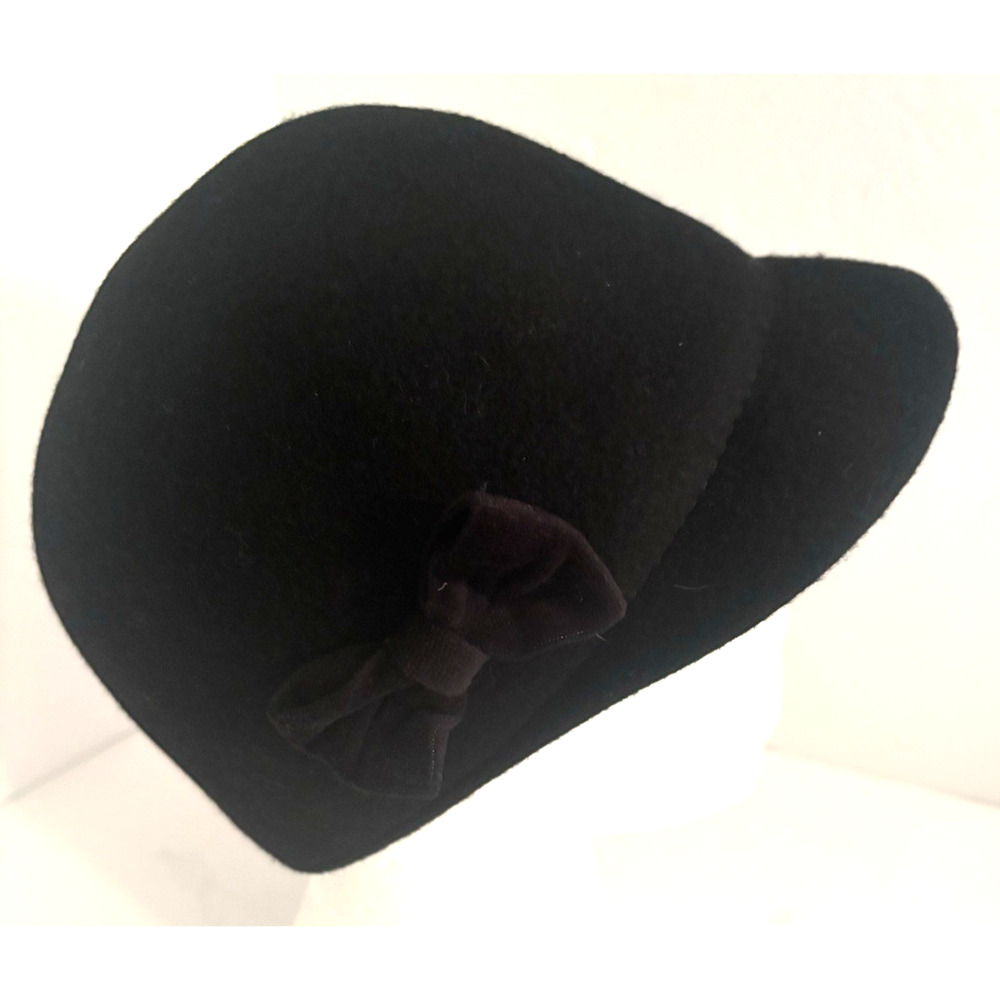 H&M Cloche Ladies Black Hat W/bow One Size 100% Wood